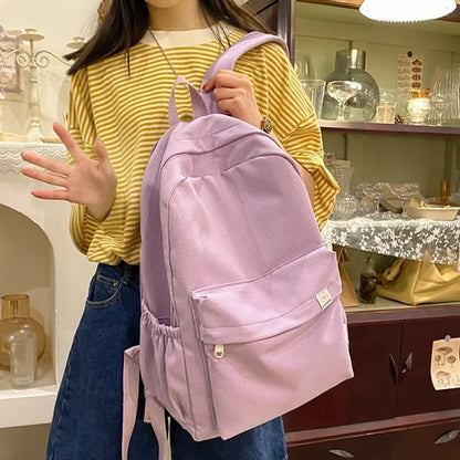 Sweet soft girl solid color large capacity student backpack new style for men and women college students simple trendy