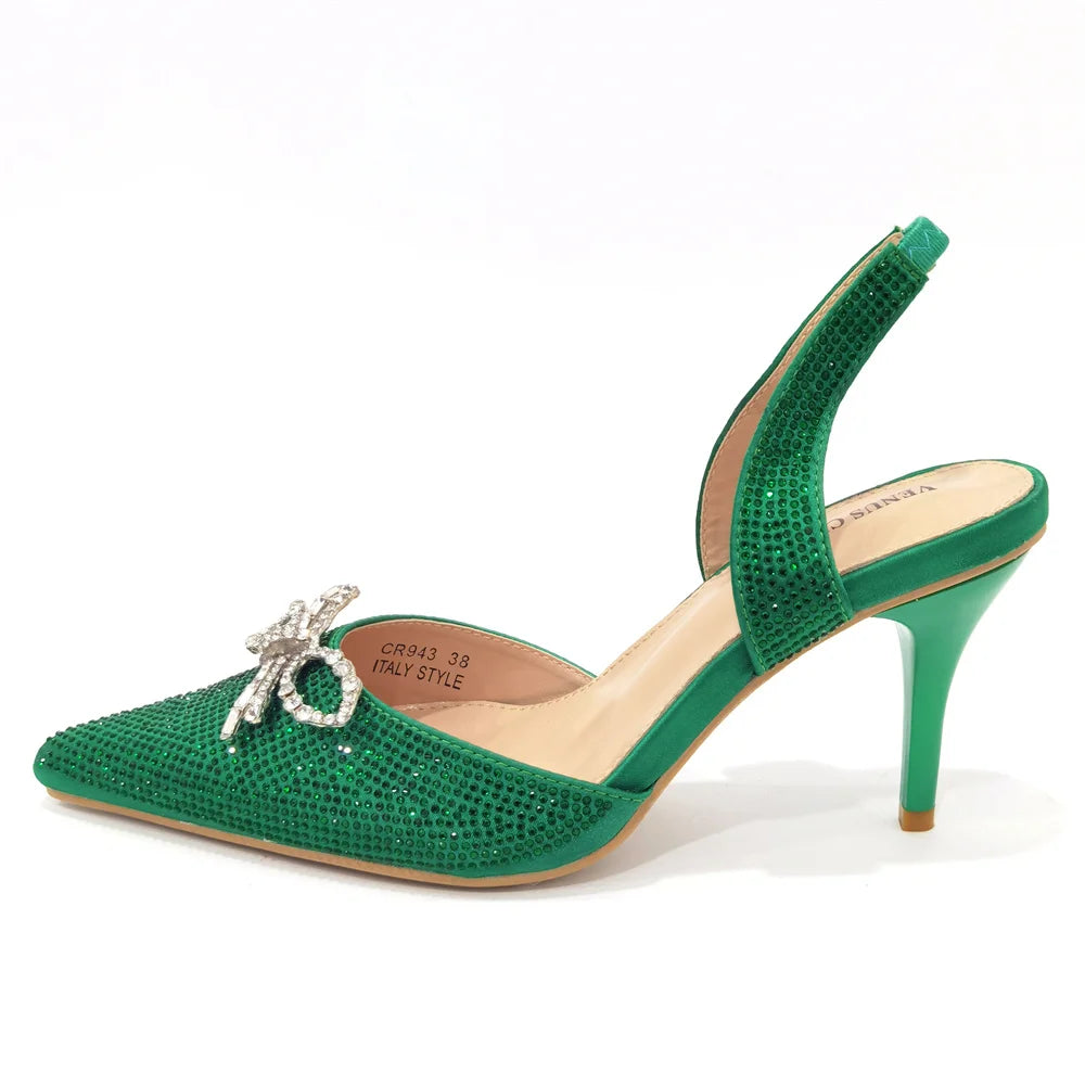 Fashionable Party Shoes and Bags Nigerian Women’s Party Suit Medium Heel Pointed Toe Women’s Shoes and Same Color Bags