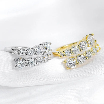 10 Gems Full Moissanite Rings for Women Sparkling Flawless Lab Created Diamond Wedding Band S925 Sterling Silver Jewelry