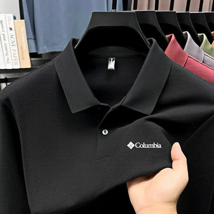 High end brand Polo shirt long sleeved fashionable printed men's top spring 100% cotton skin friendly comfortable casual T-shirt