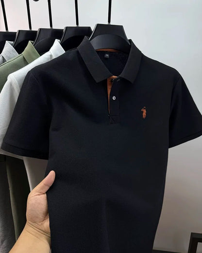 100% pure cotton high-end brand men's short sleeve polo shirt summer fashion customization horse embroidery classic Paul T-shirt