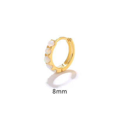 6/8/10mm Size Opal Round Hoop Earrings For Women 925 Sterling Silver Circle Earrings Jewelry Bohemia Pendiente Plata 1piece