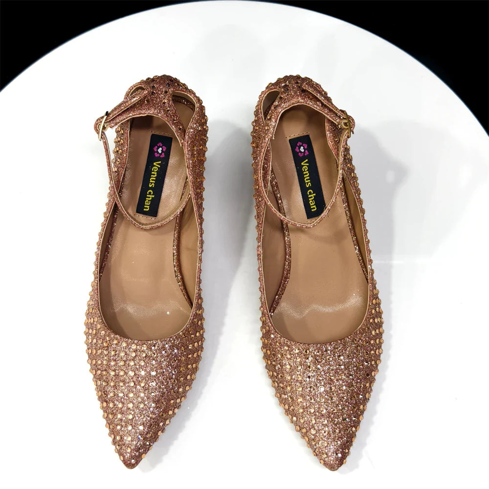 Women's Heels and Bag Set – Elegant Rhinestone Designer Shoes for Weddings & Special Occasions