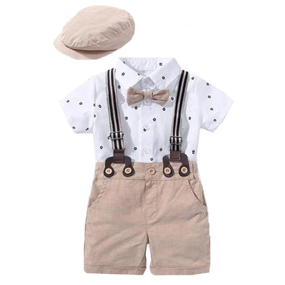 Kid Boy Formal Birthday Outfit Suit Toddler Gentleman Wedding Striped Vest Shirt 1-6 Years Baby Pants Boys Ceremony Outerwear