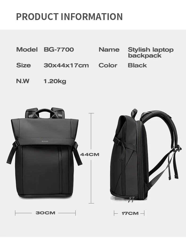 Men Fashion Backpack 15.6 inch Multifunctional Waterproof Backpack Daily Travel Bag Casual School Rucksack with Buckle
