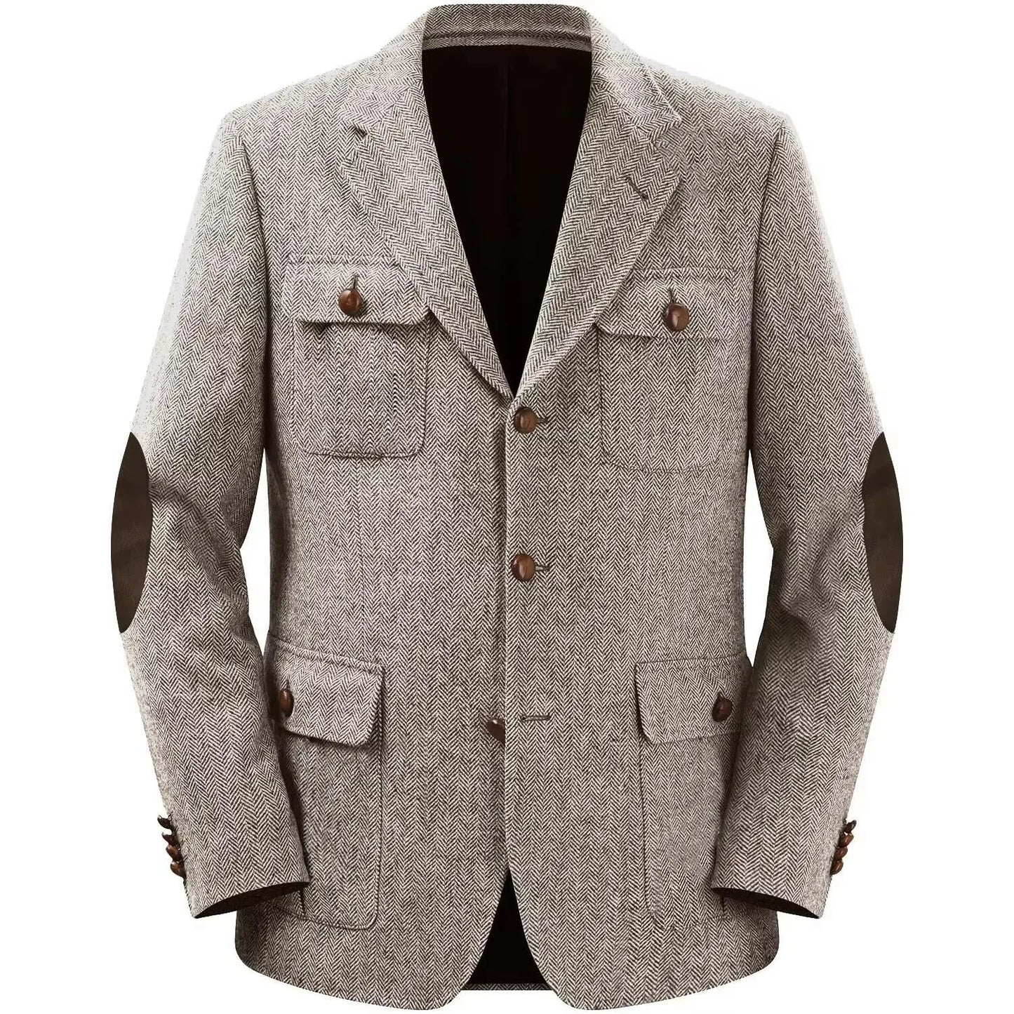 Herringbone Men's Suit 2 Pieces Set Fashion Lapel Double Breasted Tuxedos Groom Blazer Pants Party Business Tailored Hot Sell