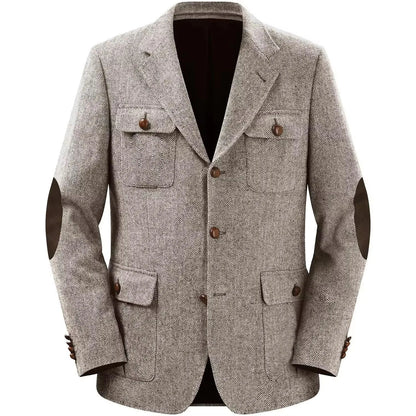 Herringbone Men's Suit 2 Pieces Set Fashion Lapel Double Breasted Tuxedos Groom Blazer Pants Party Business Tailored Hot Sell