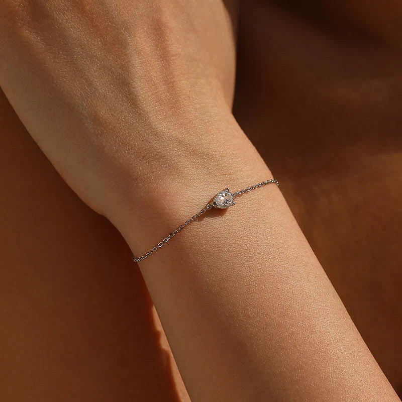 0.8CT D VVS1 Pear Cut Moissanite Bracelets for Women Simple Elegant Wedding Fine Jewerly Dainty Pure S925 Silver Chain