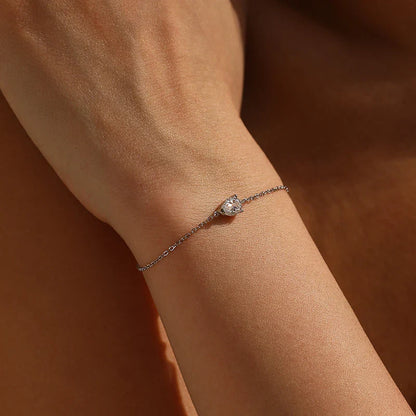 0.8CT D VVS1 Pear Cut Moissanite Bracelets for Women Simple Elegant Wedding Fine Jewerly Dainty Pure S925 Silver Chain