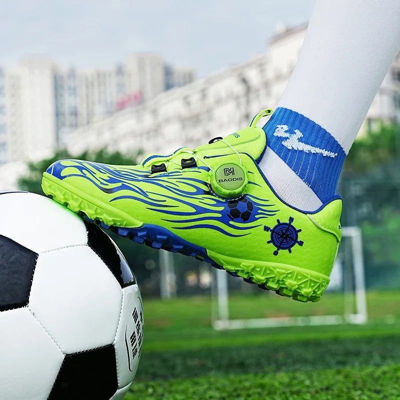 Kids Turf Soccer Cleats Children Football Shoes Breathable Lightweight Training Sneakers Non-Slip Athletic Sport Boots Boys Girl
