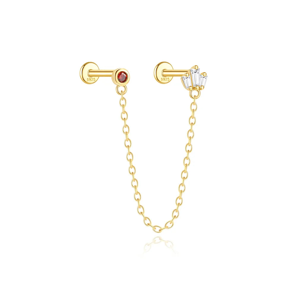 1PC 925 Sterling Silver Horse Eye Chain Tassel Zircon Drop Earrings For Women Ins Minimalism Geometric Earrings Gift