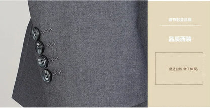 Men's 2024 Slim-fit Two-button Business Suit Professional Work Formal Two-piece Set Trousers Included S-6XL