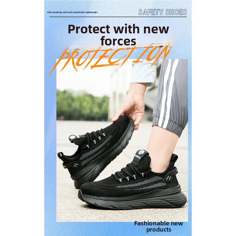 Men's Summer Labor Protection Shoes Insulated Anti-Smashing Anti-Piercing Steel Toe Caps Safety Comfortable Work Footwear