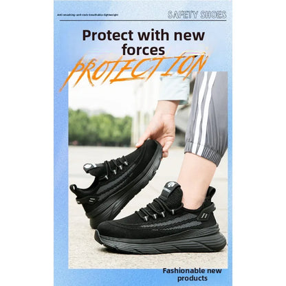 Men's Summer Labor Protection Shoes Insulated Anti-Smashing Anti-Piercing Steel Toe Caps Safety Comfortable Work Footwear