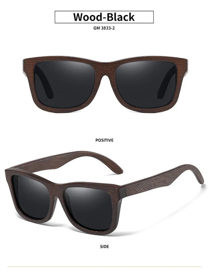 Natural Bamboo Wooden Handmade Polarized Sunglasses Unisex Retro Oversized Frame UV Protection Sun Glasses With Gift Box