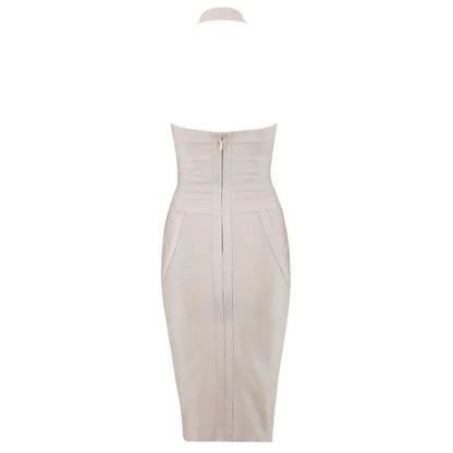 New women's fashionable neck hanging sexy suspender backless tight bandage dress 2024 elegant hip hugging dress