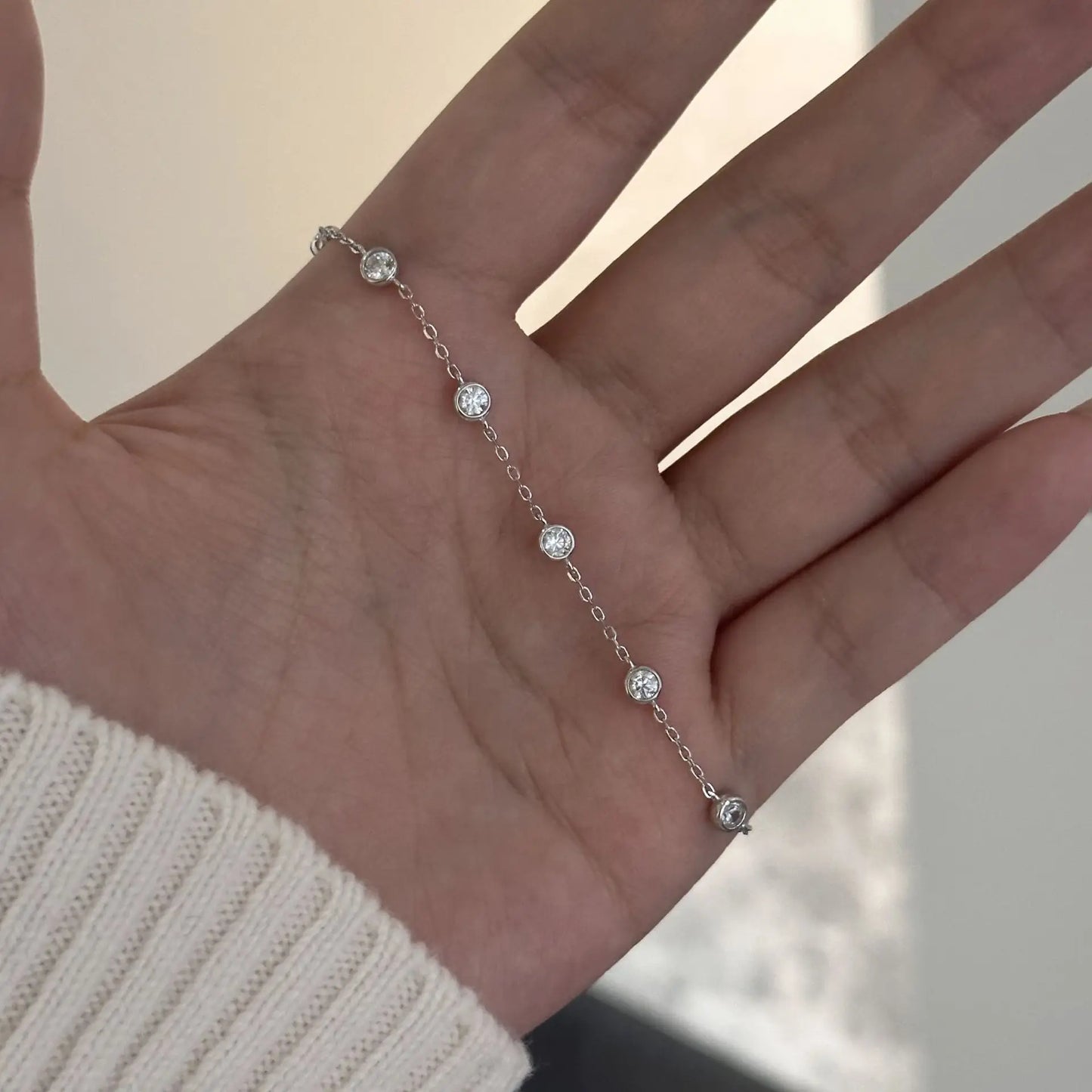 Full 0.1CT 3mm D Color Moissanite Diamond Link Bracelet for Woman 925 Silver Plated 18k Adjustable 15-20cm Chain Bracelets