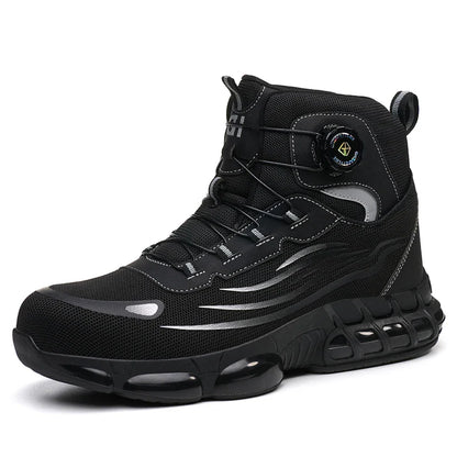 Men's Safety Shoes High Top Work Safety Shoes Steel Toe Sneakers Rotation Button Anti-smash Antipuncture Steel  Safety Boots