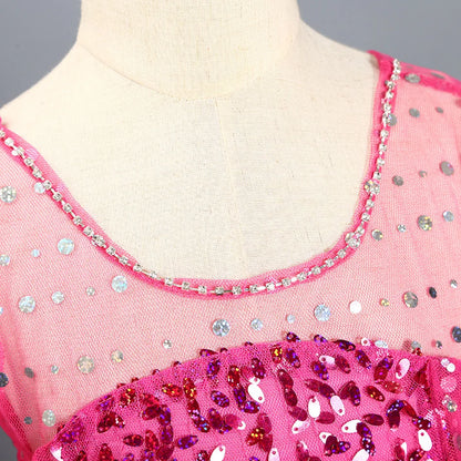 Children Elsa Cosplay Little Girls Princess Carnival Birthday Sequin Dress Kids Cinderella Performance Blue White Rose Red Dress