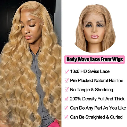 34 36inch 27 Honey Blonde Body Wave Wig Human Hair 13x6 Transparent Hd Lace Frontal Wig For Women 250 Density Brazilian Wigs