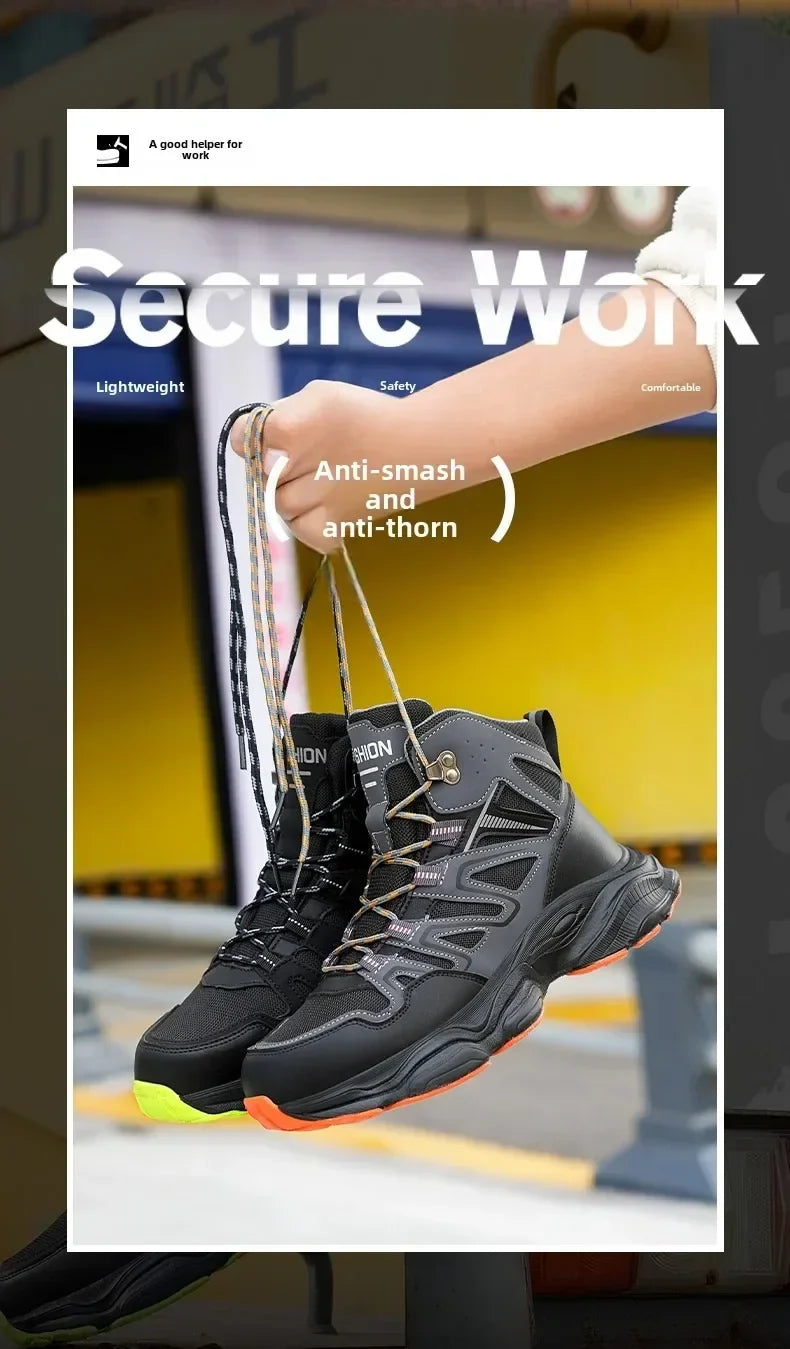 Ankle-Length Men Safety Boots Anti-smash Anti-stab Construction Work Steel Toe Shoes Male Work Boots Work Safety Shoes