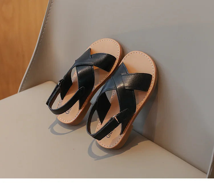 Size 21-35 Boys Girls Sandals 2026 Summer Children Beach Shoes Kids Fashion Cross-tied Anti-sliperry Soft Simple New Hot I10089