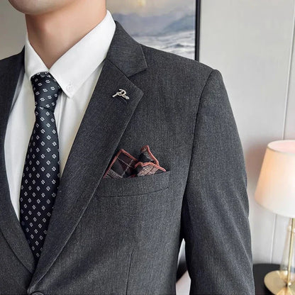 Terno Masculino Casual de Escritório Noivo Casamento Blazer Calça Social