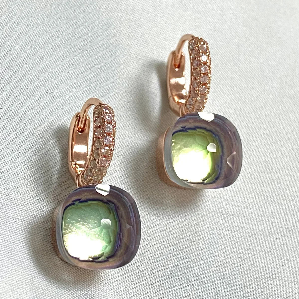 Classic Candy Color Earrings Inlay Transparent Zircon 27Colors Crystal Earrings Rose Gold Plated Fashion Jewelry For Women