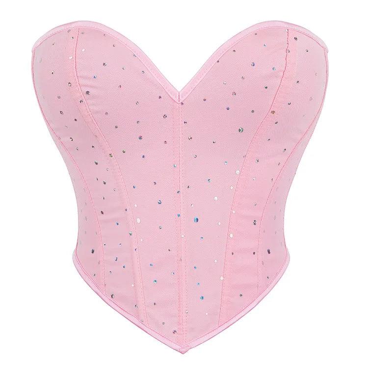 Women Fashion Corset Crop Top Lace Up Brocade Overbust Bustiers Body Shaper Lingerie Sexy Woman Push Up Corselet