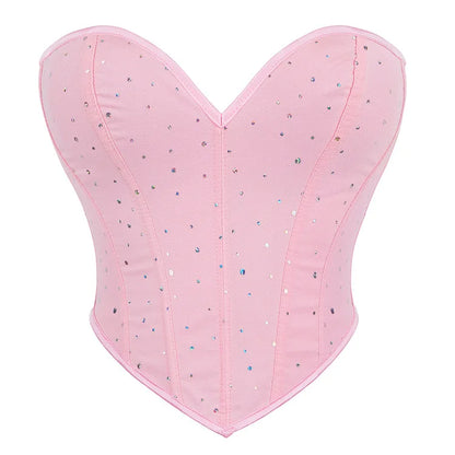 Women Fashion Corset Crop Top Lace Up Brocade Overbust Bustiers Body Shaper Lingerie Sexy Woman Push Up Corselet