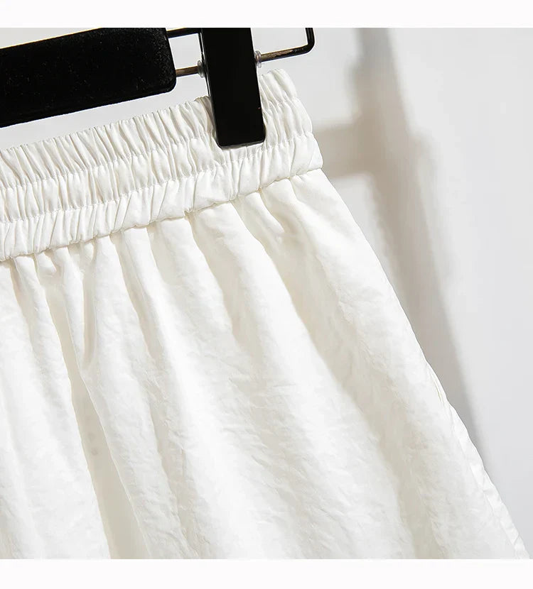 Plus Size Summer Shorts For Women 2025 Summer Ice Silk Drawstring Large Size Loose Shorts Women Korean Streetwear Shorts Female