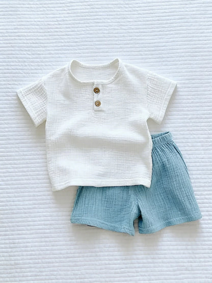 Fashion Kids Clothes Suit Summer Casual Organic Cotton Kids Tshirt + Shorts Toddler Baby Short Sleeve Outfits