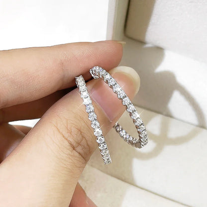 Luxury Designer D Color Full 2mm Moissanite Hoop Earrings For Women Party S925 Silver Plated 18K Gold Diamond Earring Gift