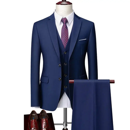 Classic Wedding Tuxedos Casual Solid Suits Slim Fit 3/2 Pieces Groomsmen Suit Male Formal Business Men Clothing