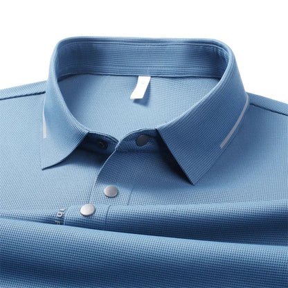 Men's Seamless Knit Polo Shirt - Summer Short Sleeve, Stretch Polyamide Spandex Blend Business Casual T-shirt