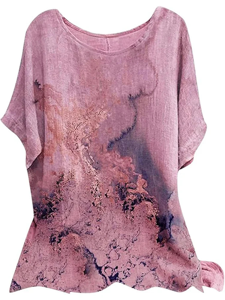 Plus Size T Shirt Tops Summer Women's Short Sleeve Round Neck Floral Printed Loose Tops T Shirt Casual T Shirt Hoodie