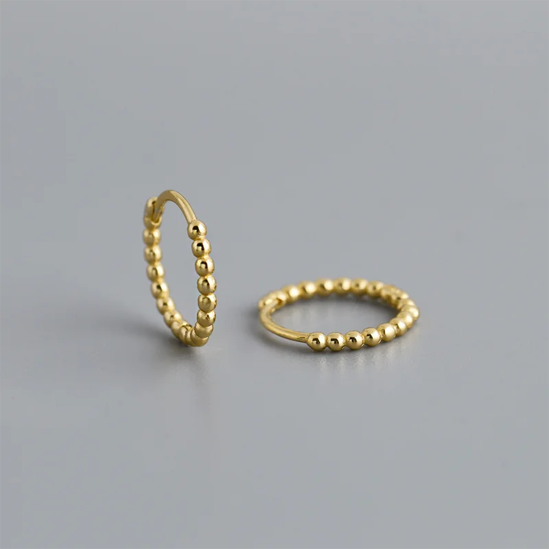 925 Sterling Silver Fashion Minimalist Beads Huggies Hoop Earrings for Women Trend Charm Ear Buckle Bohemian Jewelry Gift