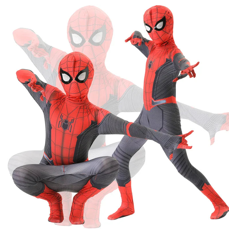 Kids Superhero Bodysuit Miles Cosplay Peter Parker Cartoon Costume Halloween Hooded Set Holiday Costume Jumpsuit Hoodie Separate