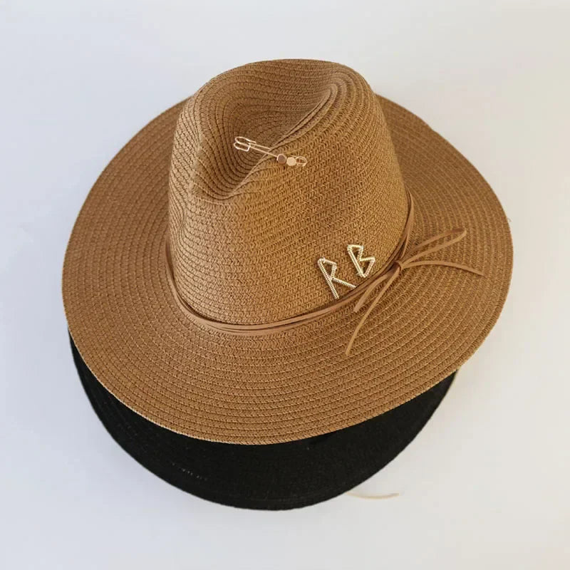 Big Size  Summer Sun Hats Ladies Fashion Girl Beach Straw  Hat Luxury Grass Jazz Top Panama Hat Womens 60cm Large Head