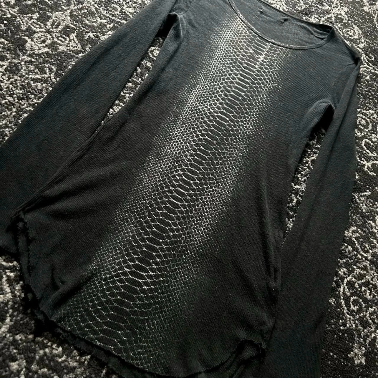 Y2k Snakeskin Print T-shirt Grunge Aesthetics Long Sleeve Knitted Tops Vintage 2000s Streetwear American Retro
