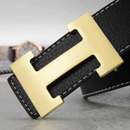 2026 New Casual Men's Belt High Quality Designer Genuine Second Cow Leather Belts Strap Male Metal Smooth Buckle Fashion