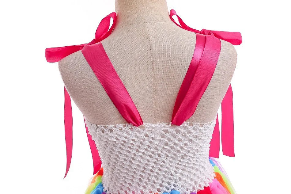 2026 New Candy Dress For Baby Girl Purim Carnival Birthday Costume Fancy Rainbow Short Sleeve Cute Dress + Accessories Set