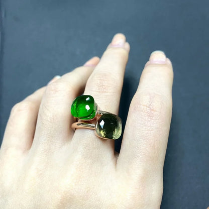2Pcs/Set Fashion Stacked Candy Ring Women Mix Color Crystal Jewelry 30 Colors Trendy Gift for Valentine's Day