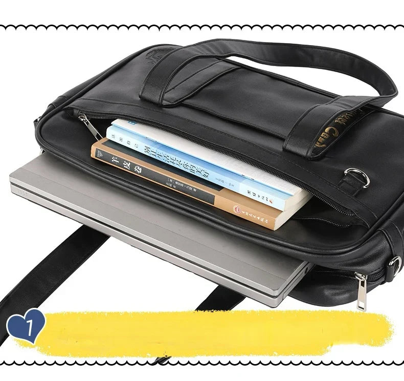Briefcase high Students Bag Schoolbags Shoulder Bags14-16inch Laptop Bag's Messenger Bags Office HandbagPU Leather tote bag