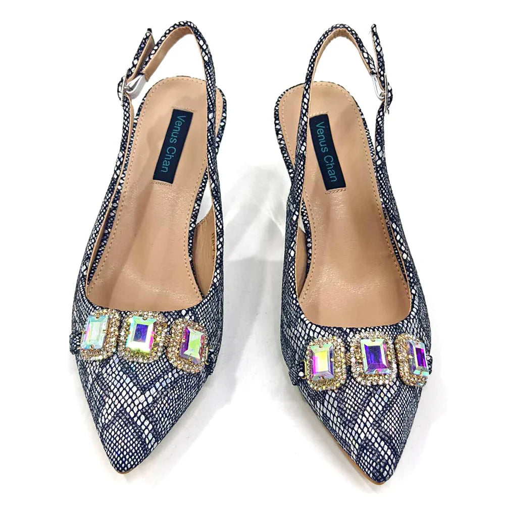 Rhinestone Pointed-Toe High Heels Shoes and Bags Set for Women Wedding and Party Elegant Luxury Fashion in Wine Color
