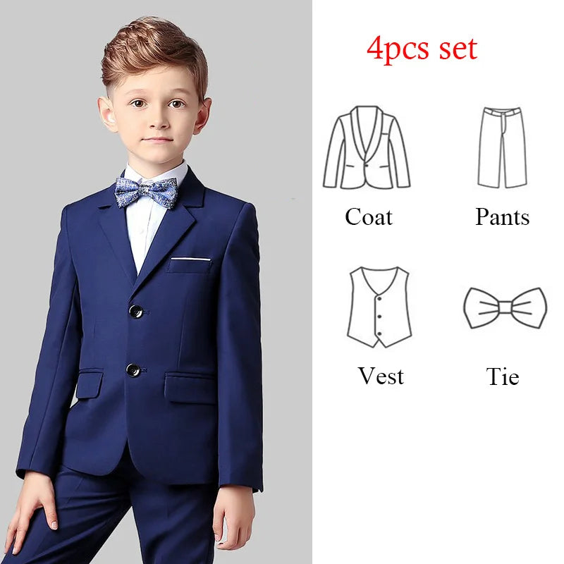Spring Autumn Children Boy Wedding Suit Teenager Kids Formal Elegant Suits For Boy 1-14  Years Boys Suits Outfits Set