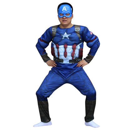 Avengers Superhero Cosplay Costume Captain America Adult Muscle Tank Top Set Carnival Party Outfit