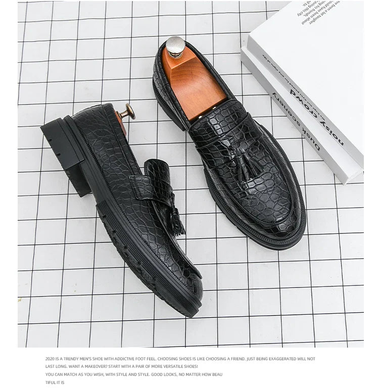Formal Shoes For Men Fashion Casual Leather Loafers Male Slip On Business Leather Shoes Men's Dress Shoes Party Office Loafers