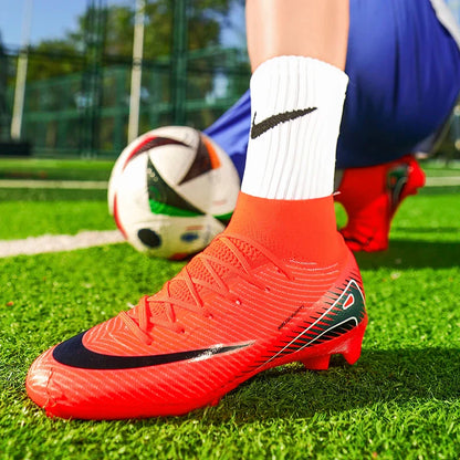 Kids Soccer Cleats for Boys and Girls Youth High-top Football Shoes Outdoor Athletic Turf Soccer Shoes