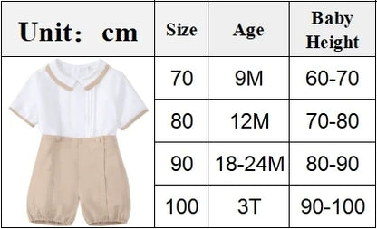 Gentleman Boys Summer Solid 2 Pieces Sets 9 12 18 24 36 Months Toddler Birthday Wedding Outfit Soft Cotton Infant Clothes